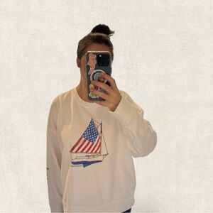 Vineyard Vines White Kids Sweatshirt with Nautical Flag Design